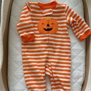 Carter's Striped Orange and White Pumpkin Footie